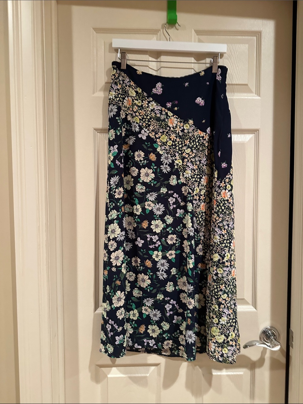 LOFT Navy Floral Mixed-Print Maxi Skirt